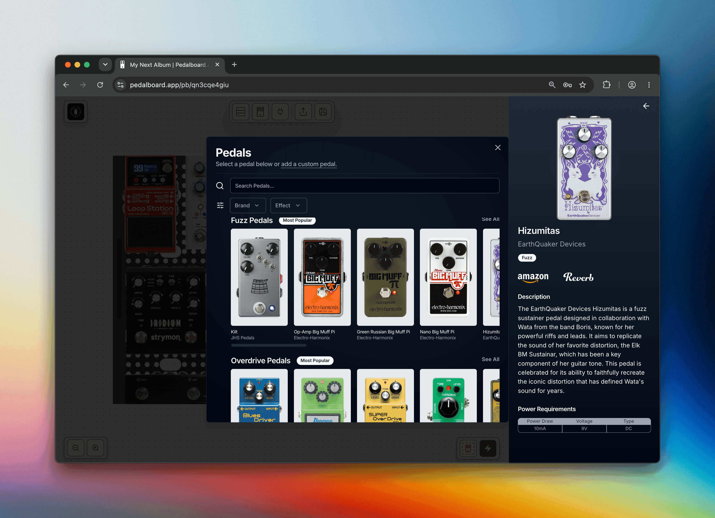 The Pedalboard.App pedalboard builder